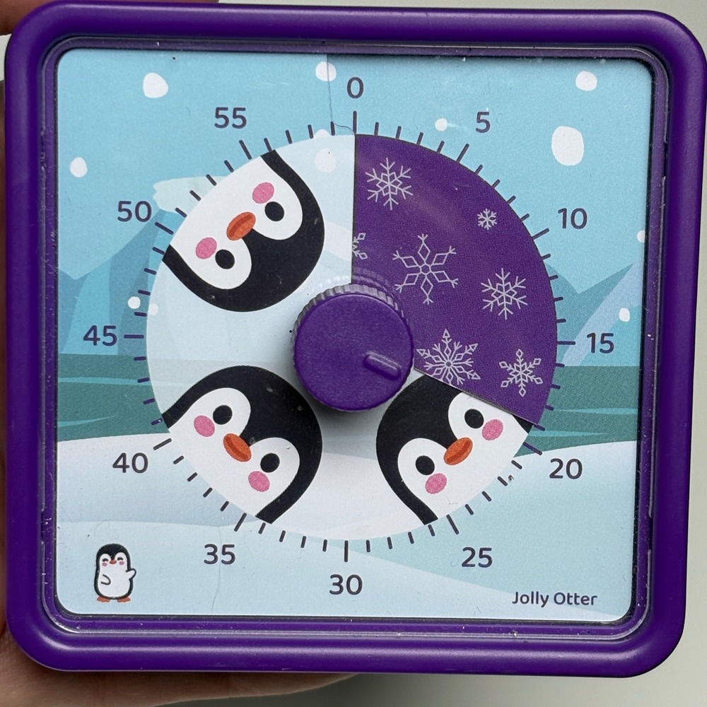 Penguin 60 Min Countdown Clock Jolly Otter Visual Timer Purple